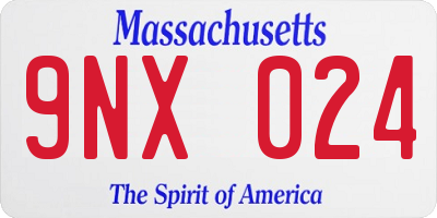 MA license plate 9NX024