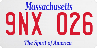 MA license plate 9NX026