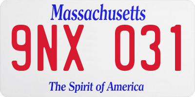 MA license plate 9NX031