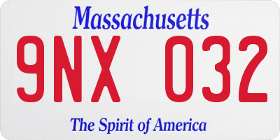 MA license plate 9NX032