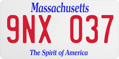 MA license plate 9NX037