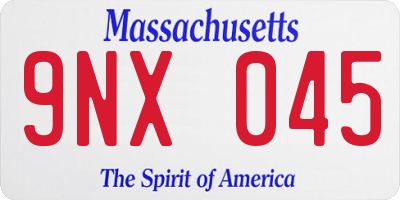 MA license plate 9NX045