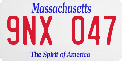 MA license plate 9NX047