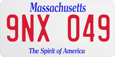 MA license plate 9NX049