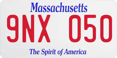 MA license plate 9NX050