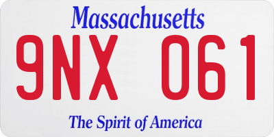 MA license plate 9NX061