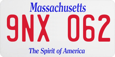 MA license plate 9NX062