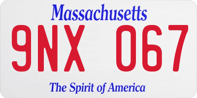 MA license plate 9NX067