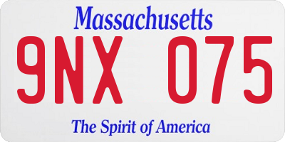 MA license plate 9NX075