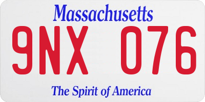 MA license plate 9NX076