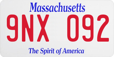 MA license plate 9NX092