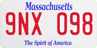 MA license plate 9NX098