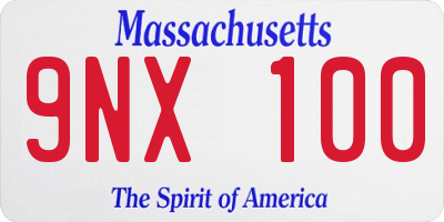 MA license plate 9NX100