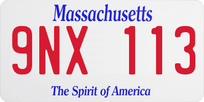 MA license plate 9NX113