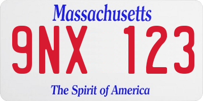 MA license plate 9NX123