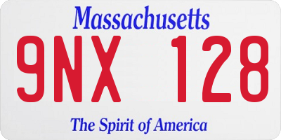 MA license plate 9NX128