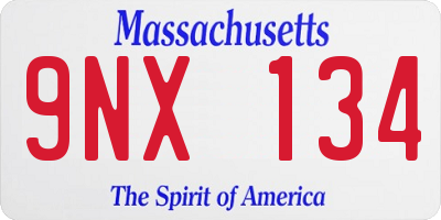 MA license plate 9NX134