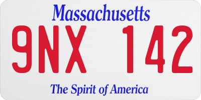 MA license plate 9NX142