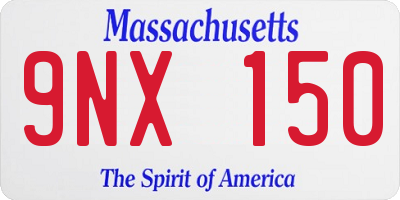 MA license plate 9NX150