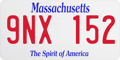 MA license plate 9NX152