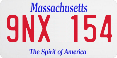 MA license plate 9NX154