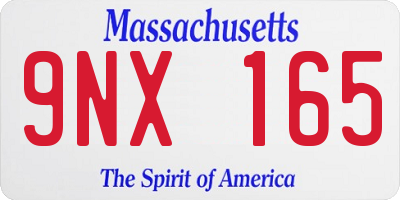 MA license plate 9NX165
