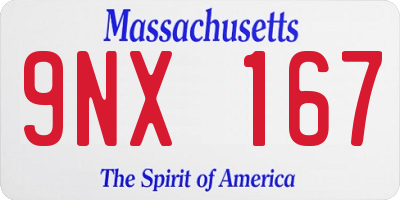 MA license plate 9NX167