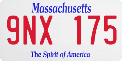 MA license plate 9NX175