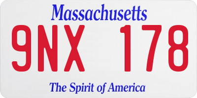MA license plate 9NX178