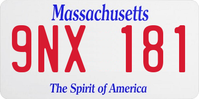 MA license plate 9NX181