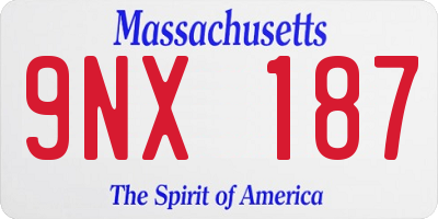 MA license plate 9NX187