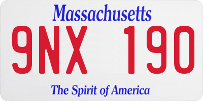 MA license plate 9NX190