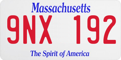 MA license plate 9NX192
