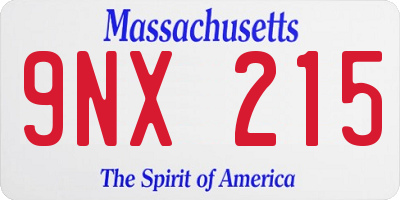 MA license plate 9NX215