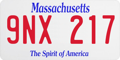 MA license plate 9NX217