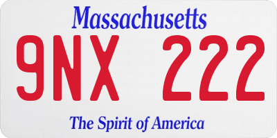 MA license plate 9NX222