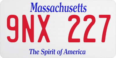 MA license plate 9NX227