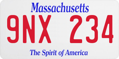 MA license plate 9NX234