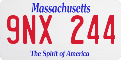 MA license plate 9NX244