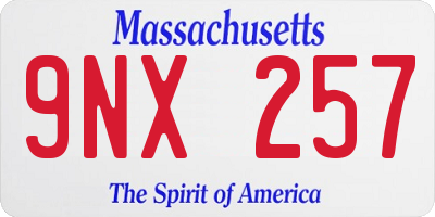 MA license plate 9NX257