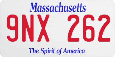 MA license plate 9NX262