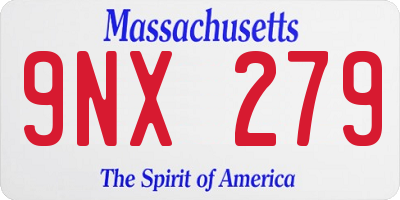 MA license plate 9NX279