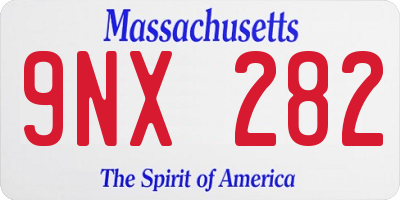 MA license plate 9NX282