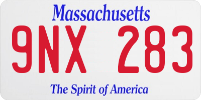MA license plate 9NX283