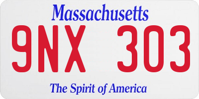 MA license plate 9NX303
