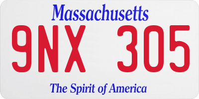 MA license plate 9NX305