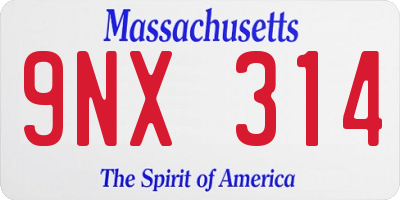 MA license plate 9NX314