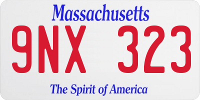 MA license plate 9NX323
