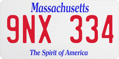MA license plate 9NX334
