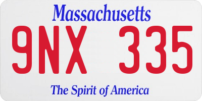 MA license plate 9NX335
